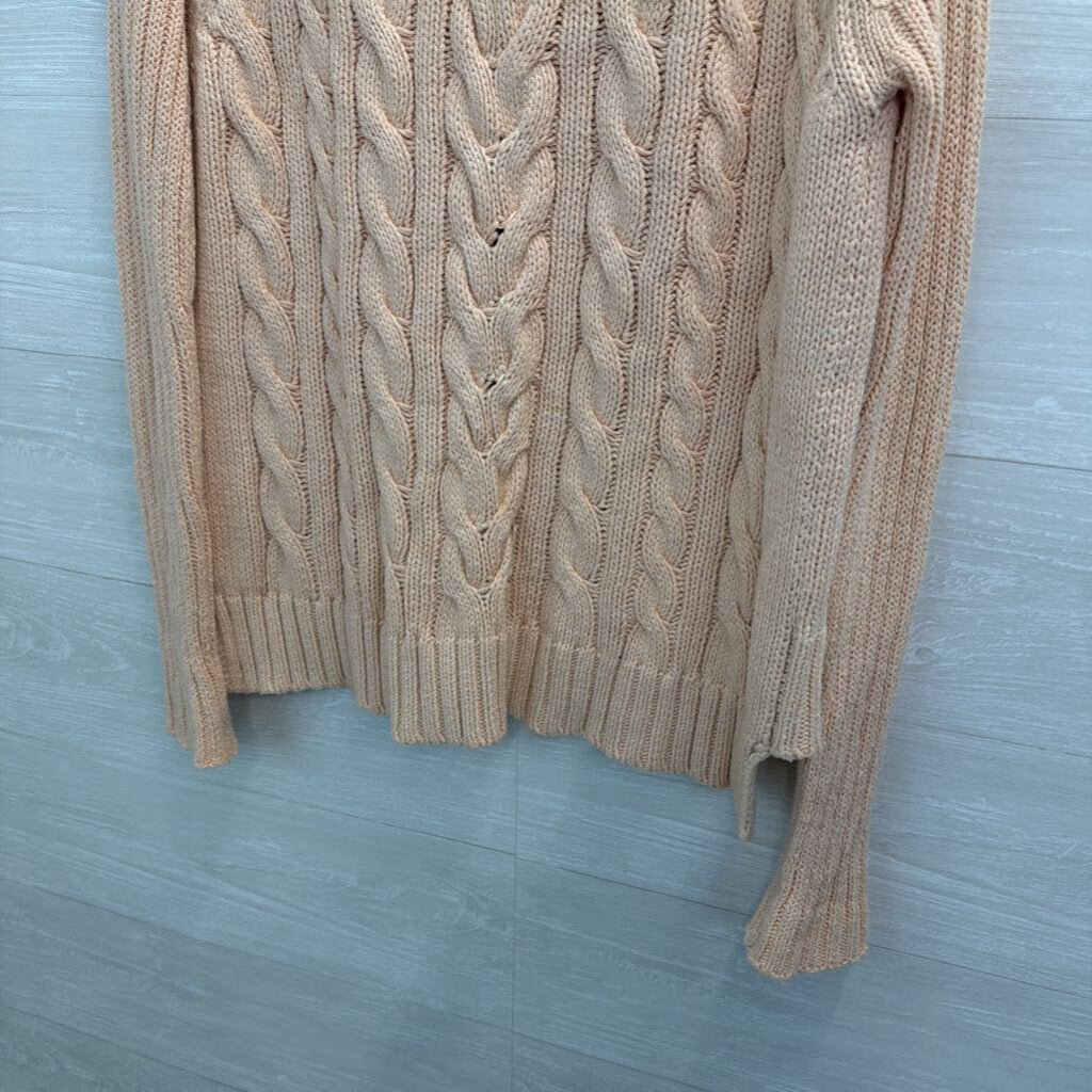 Raoul Peach Cable Knit Turtleneck Sweater Medium