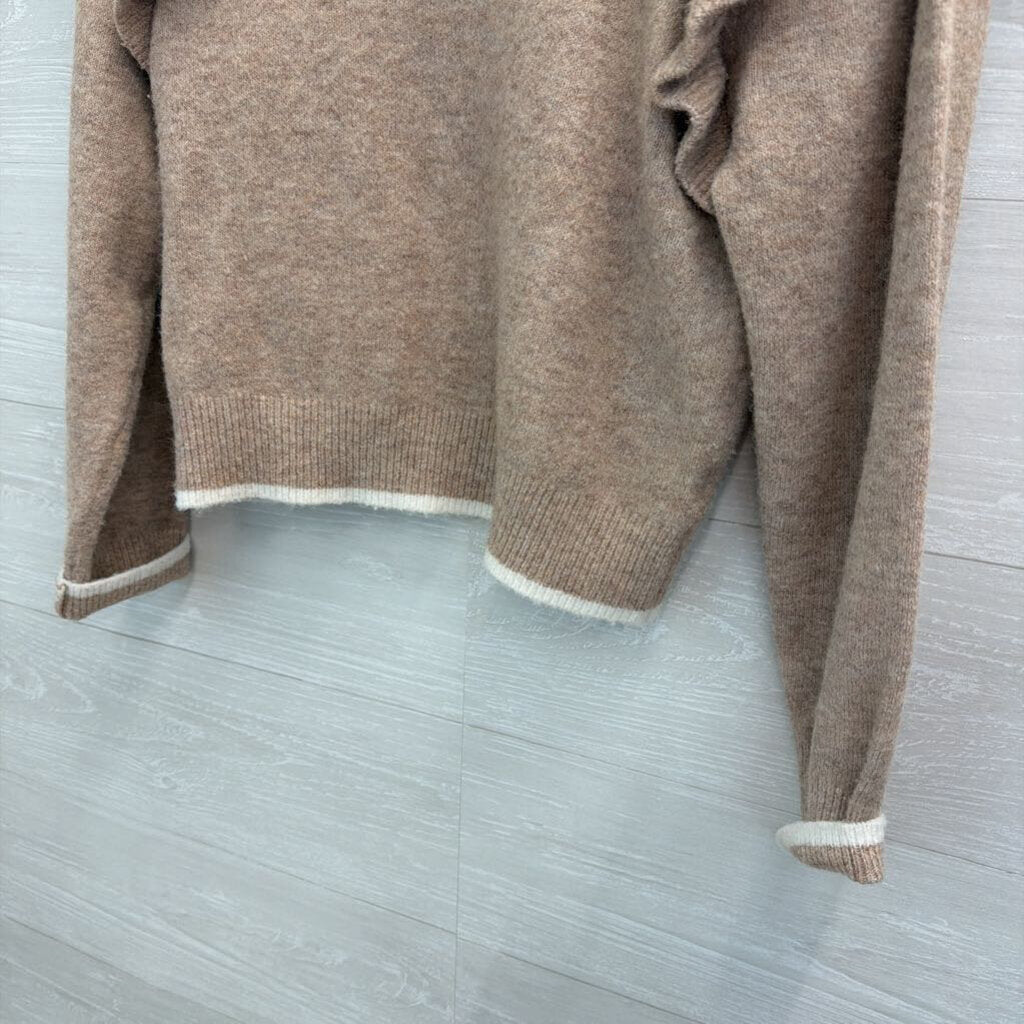 Cleobella Brown Soft Knit Ruffle Shoulder Long Sleeve Sweater Top Extra Small