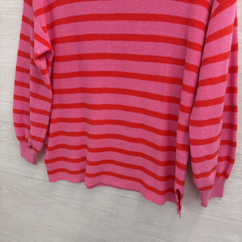 Loft Pink/ Red Knit Striped Long Sleeve Top Small