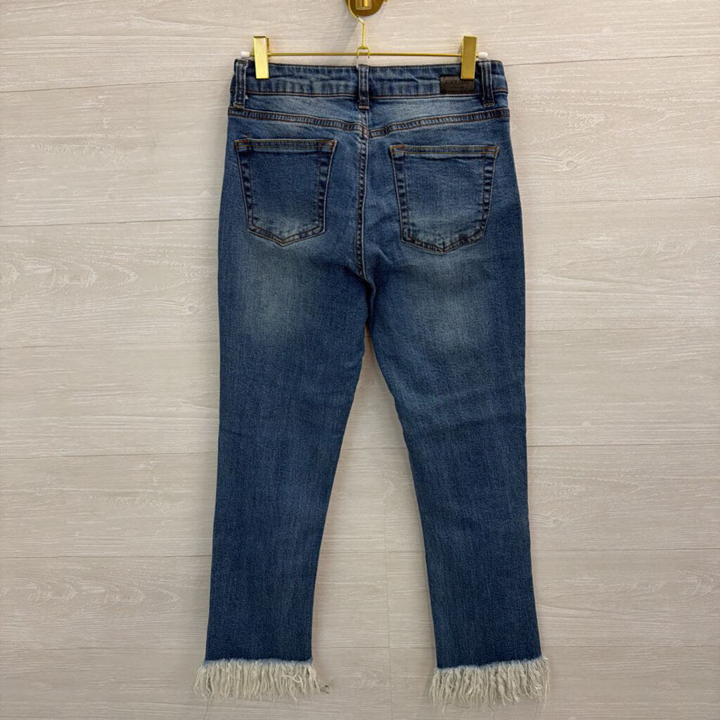 Black Label Medium Wash Frayed Hem Jeans 29
