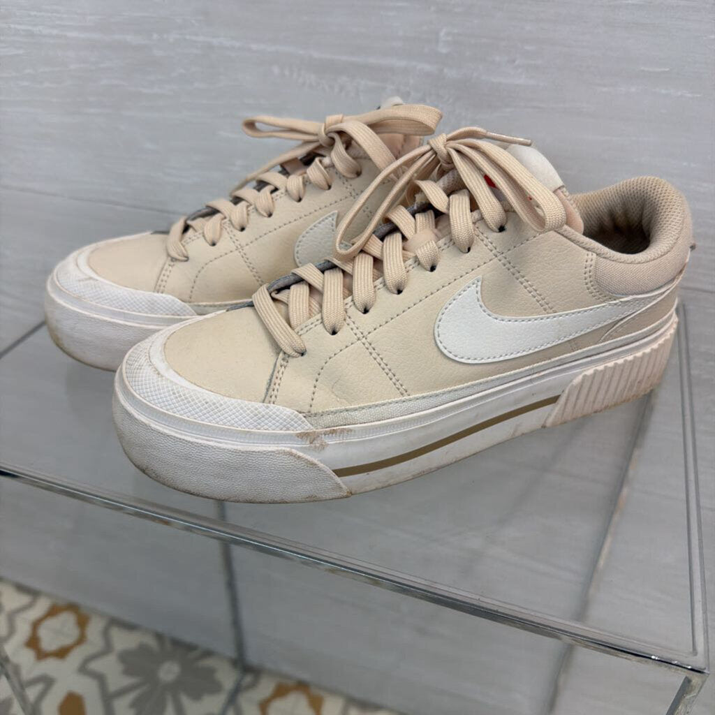 Nike Beige/ White Court Legacy Life Sneakers 7.5
