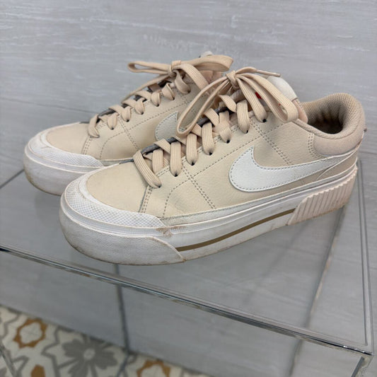 Nike Beige/ White Court Legacy Life Sneakers 7.5