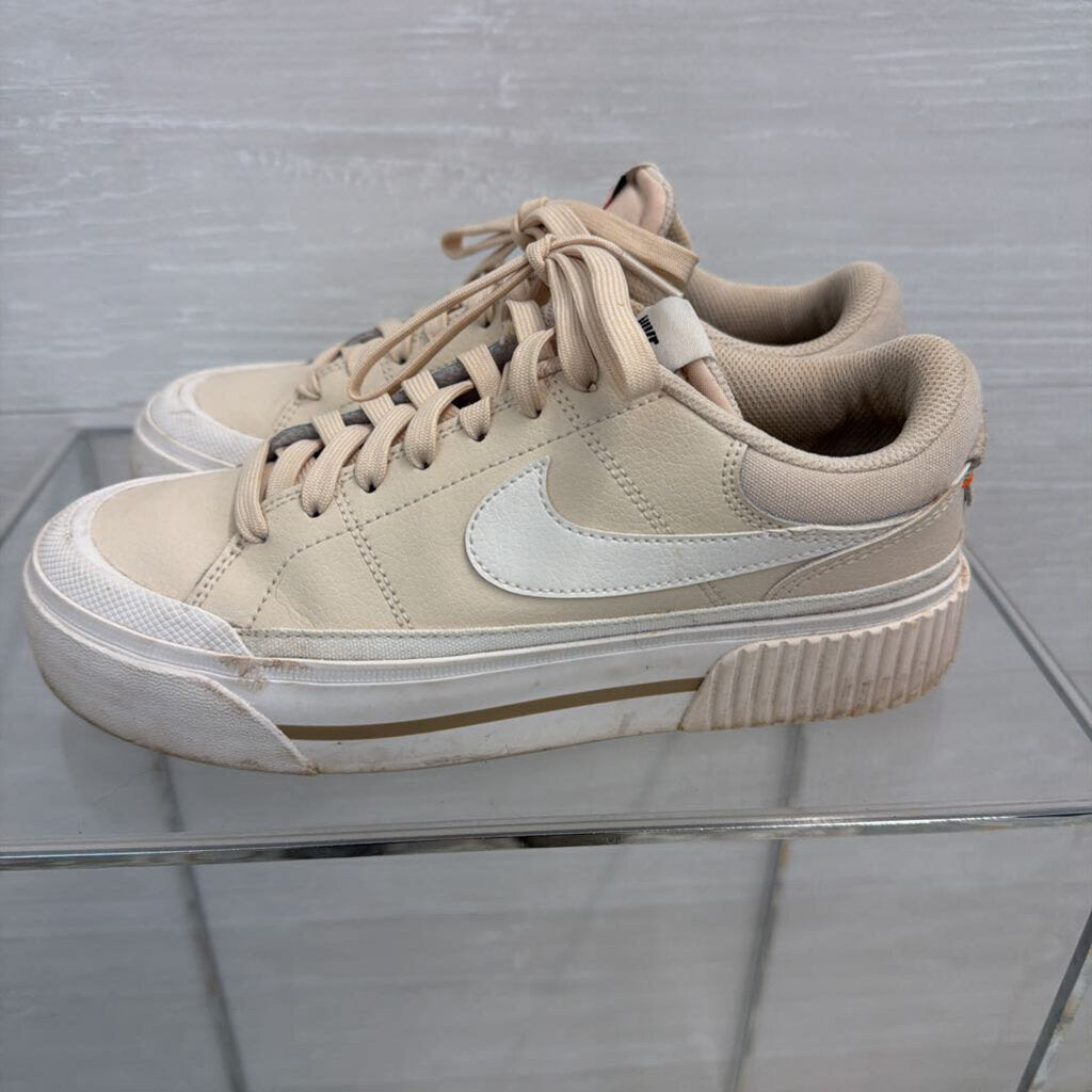 Nike Beige/ White Court Legacy Life Sneakers 7.5