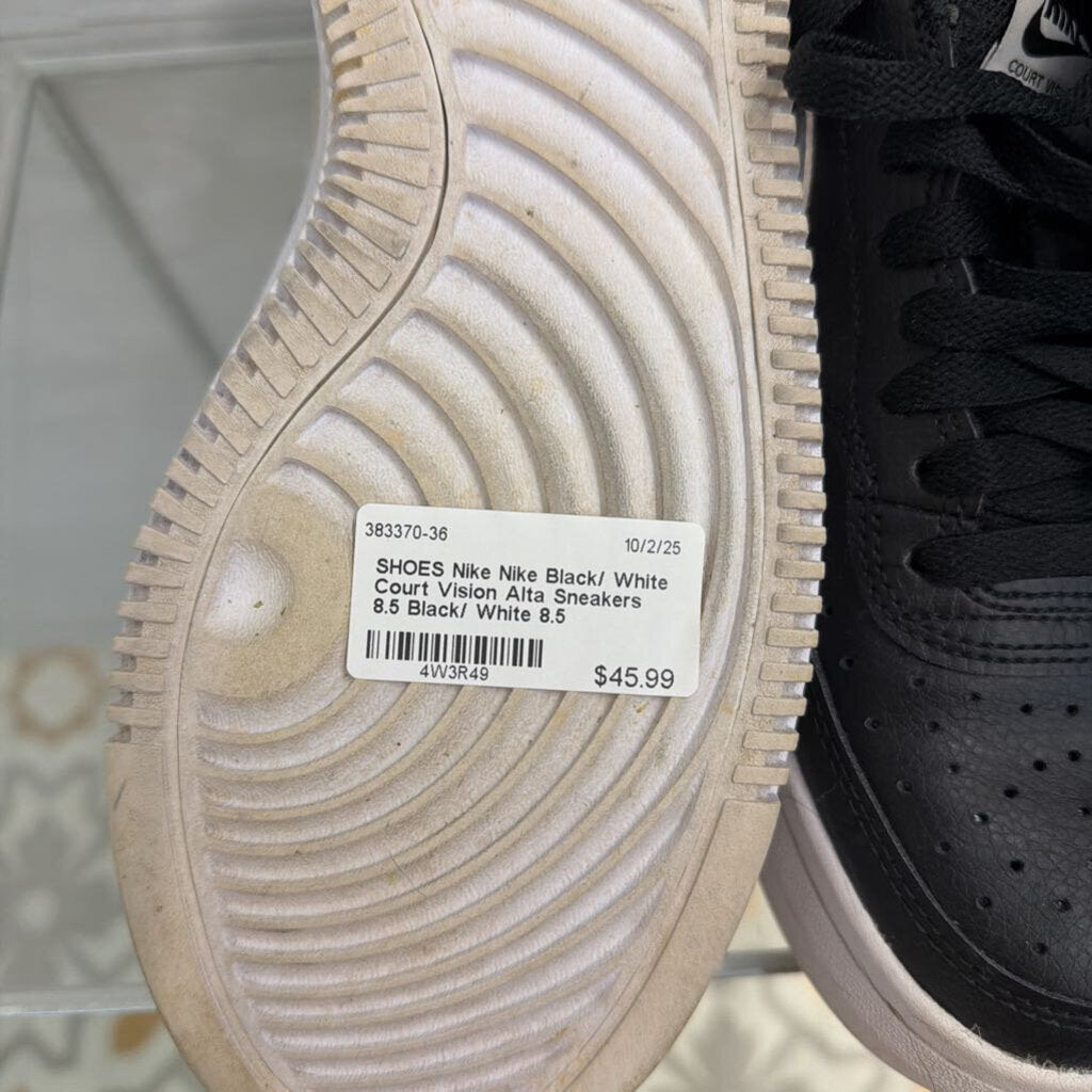 Nike Black/ White Court Vision Alta Sneakers 8.5