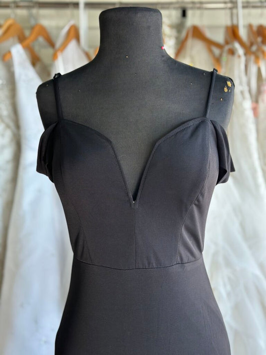 City Studio Black Off Shoulder Fitted Long Formal Dress 7