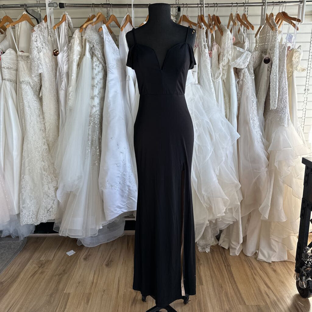 City Studio Black Off Shoulder Fitted Long Formal Dress 7