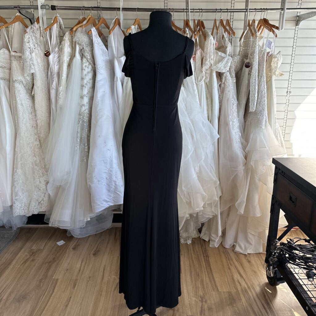 City Studio Black Off Shoulder Fitted Long Formal Dress 7