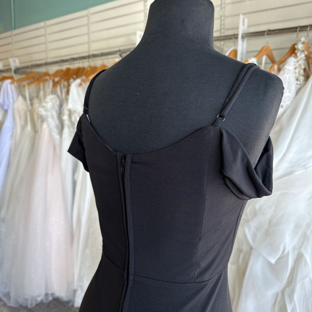 City Studio Black Off Shoulder Fitted Long Formal Dress 7
