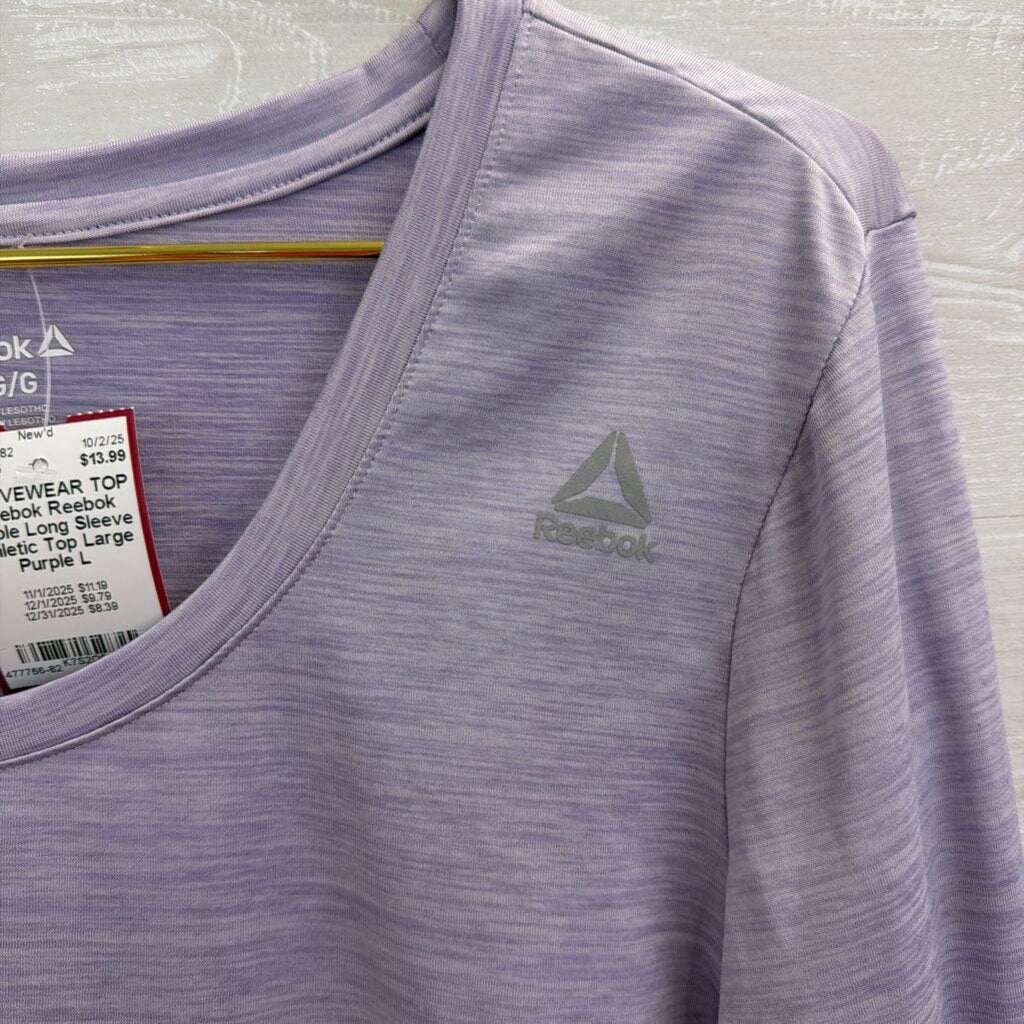 Reebok Purple Long Sleeve Athletic Top Large