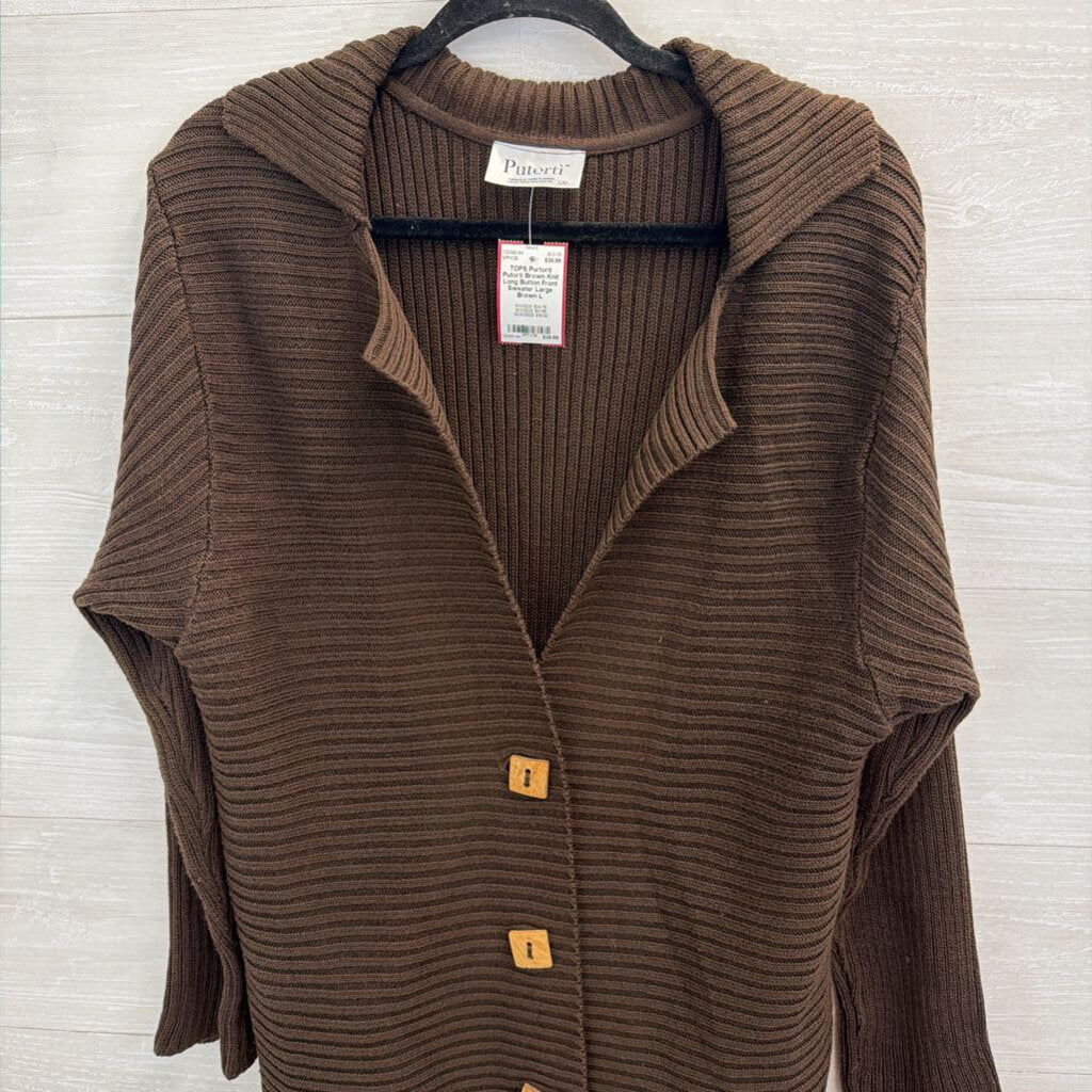 Putorti Brown Knit Long Button Front Sweater Large
