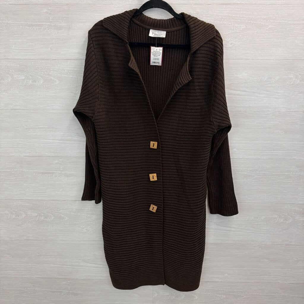 Putorti Brown Knit Long Button Front Sweater Large