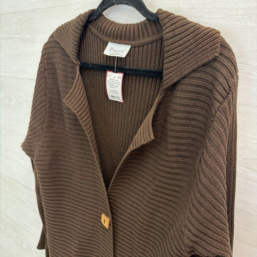 Putorti Brown Knit Long Button Front Sweater Large