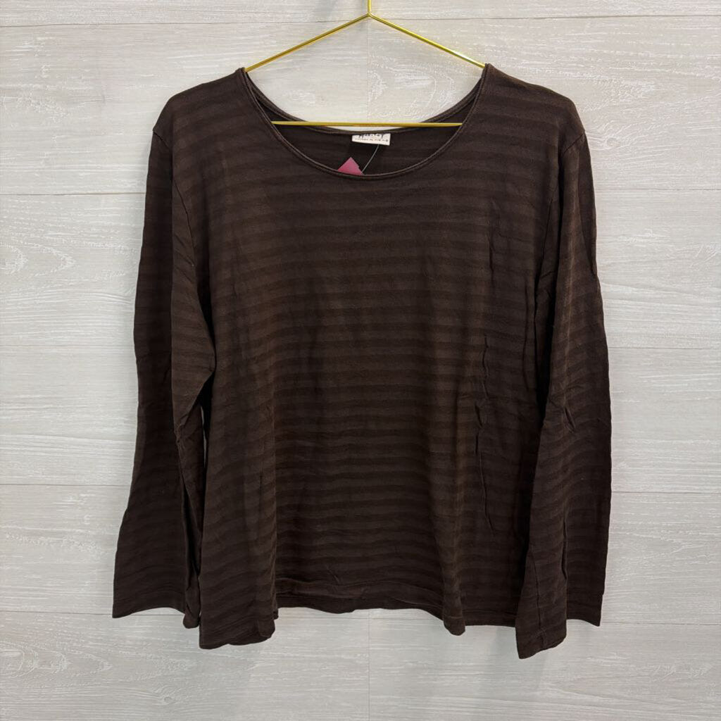 Habitat Brown Striped Long Sleeve Top Large