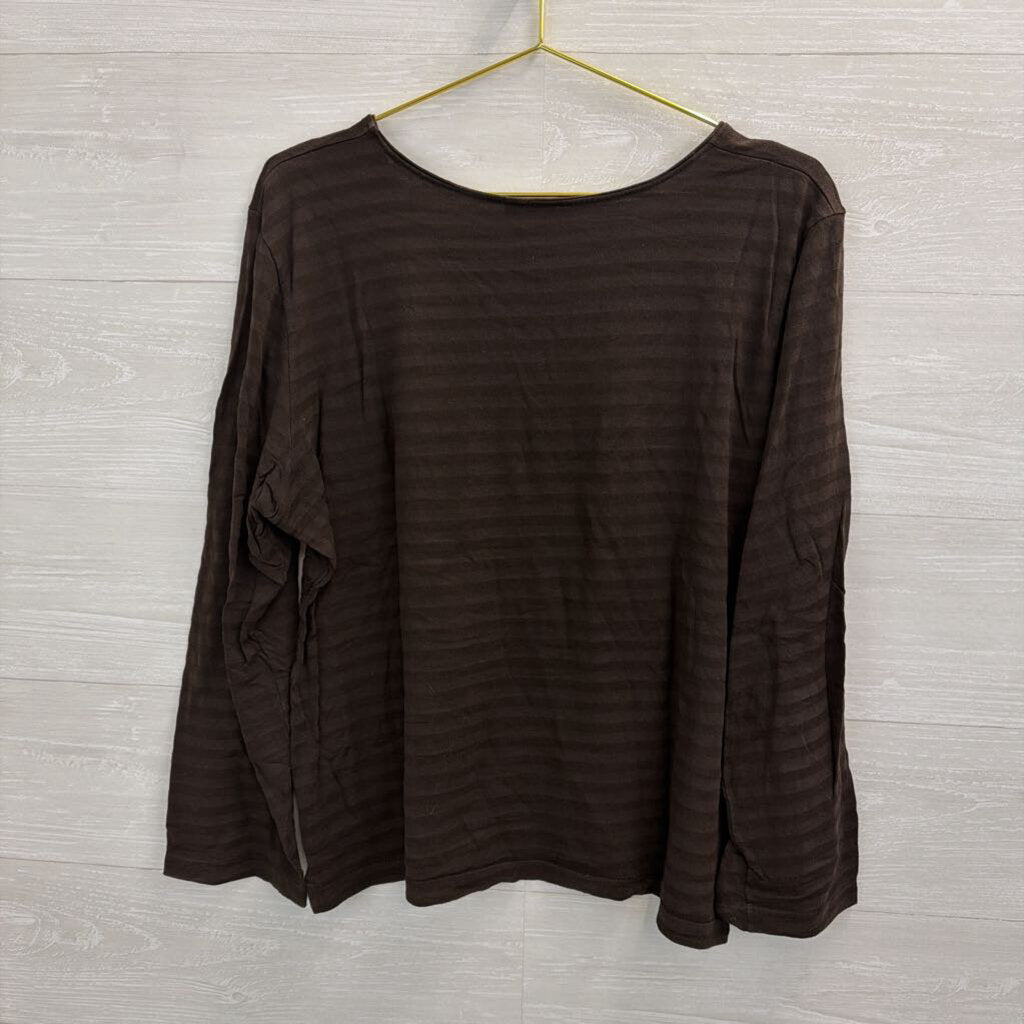 Habitat Brown Striped Long Sleeve Top Large
