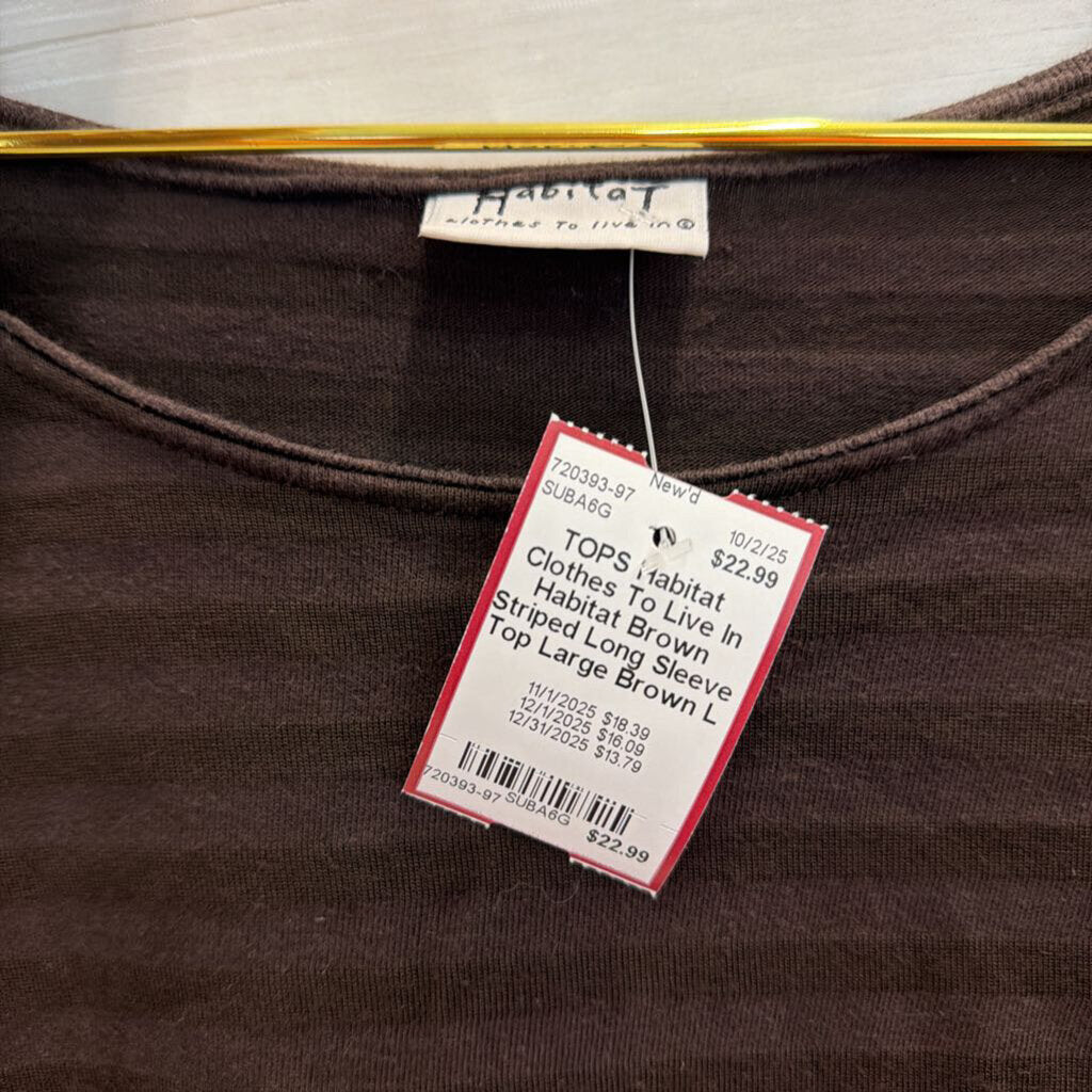 Habitat Brown Striped Long Sleeve Top Large