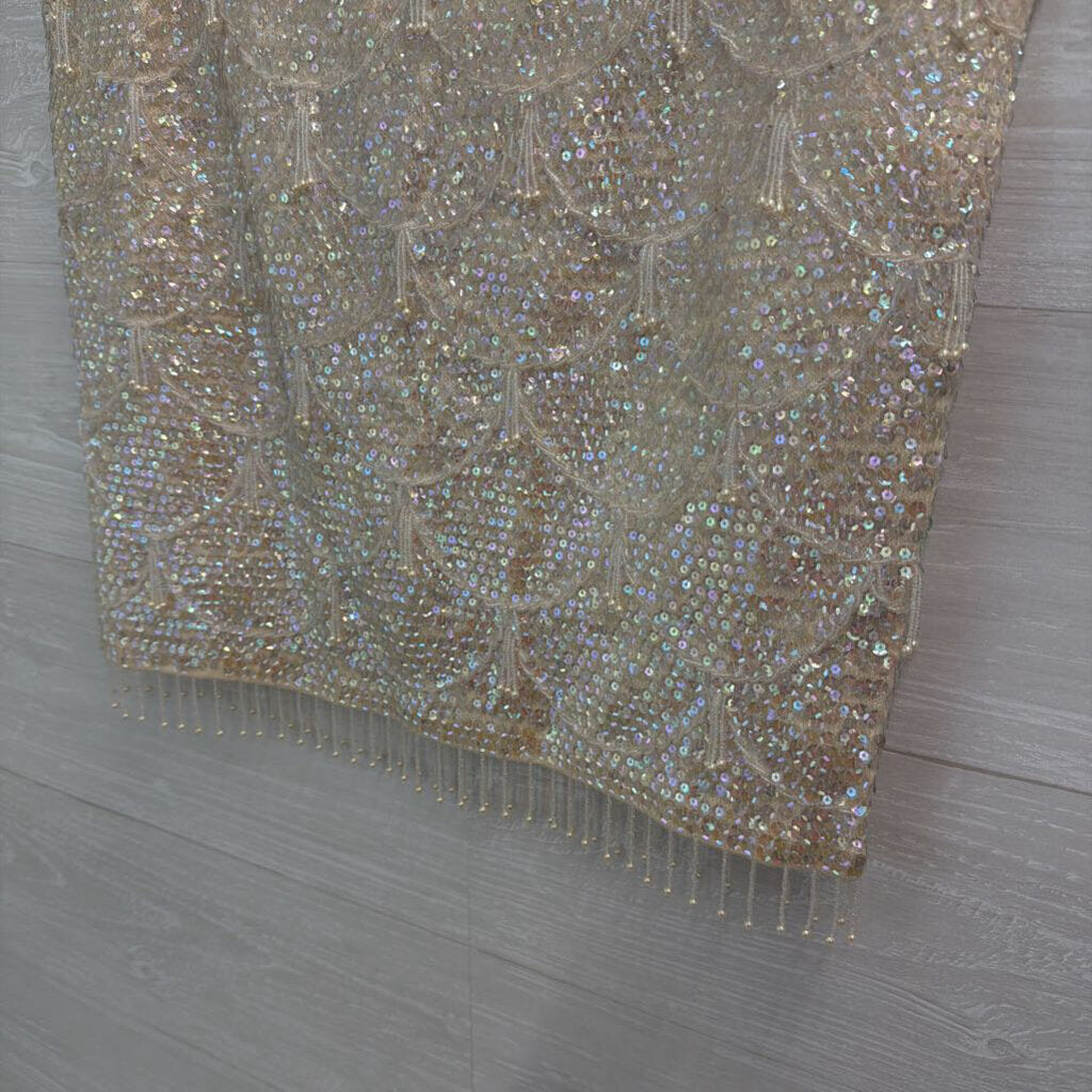 Vintage Harilela's Cream Sequin Beaded Sleeveless Top 38