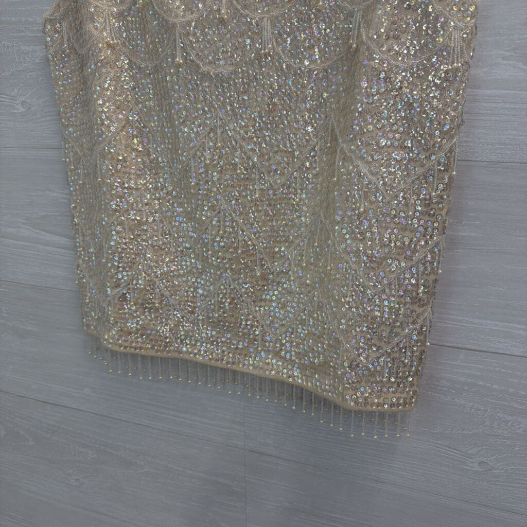 Vintage Harilela's Cream Sequin Beaded Sleeveless Top 38