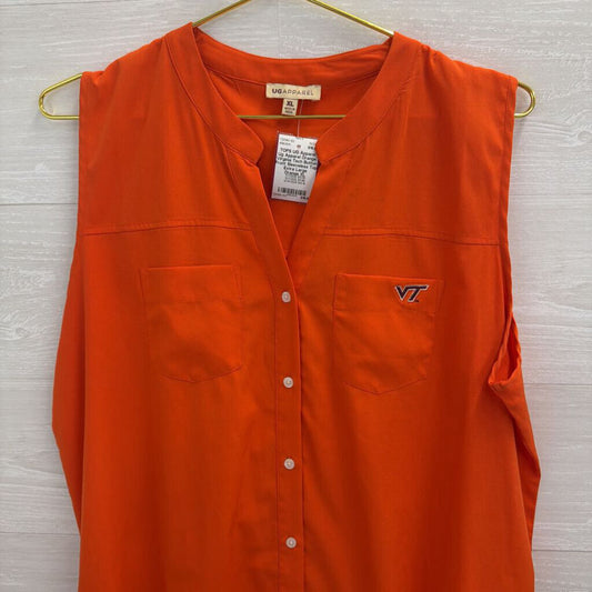 Ug Apparel Orange Virginia Tech Button Front Sleeveless Top Extra Large