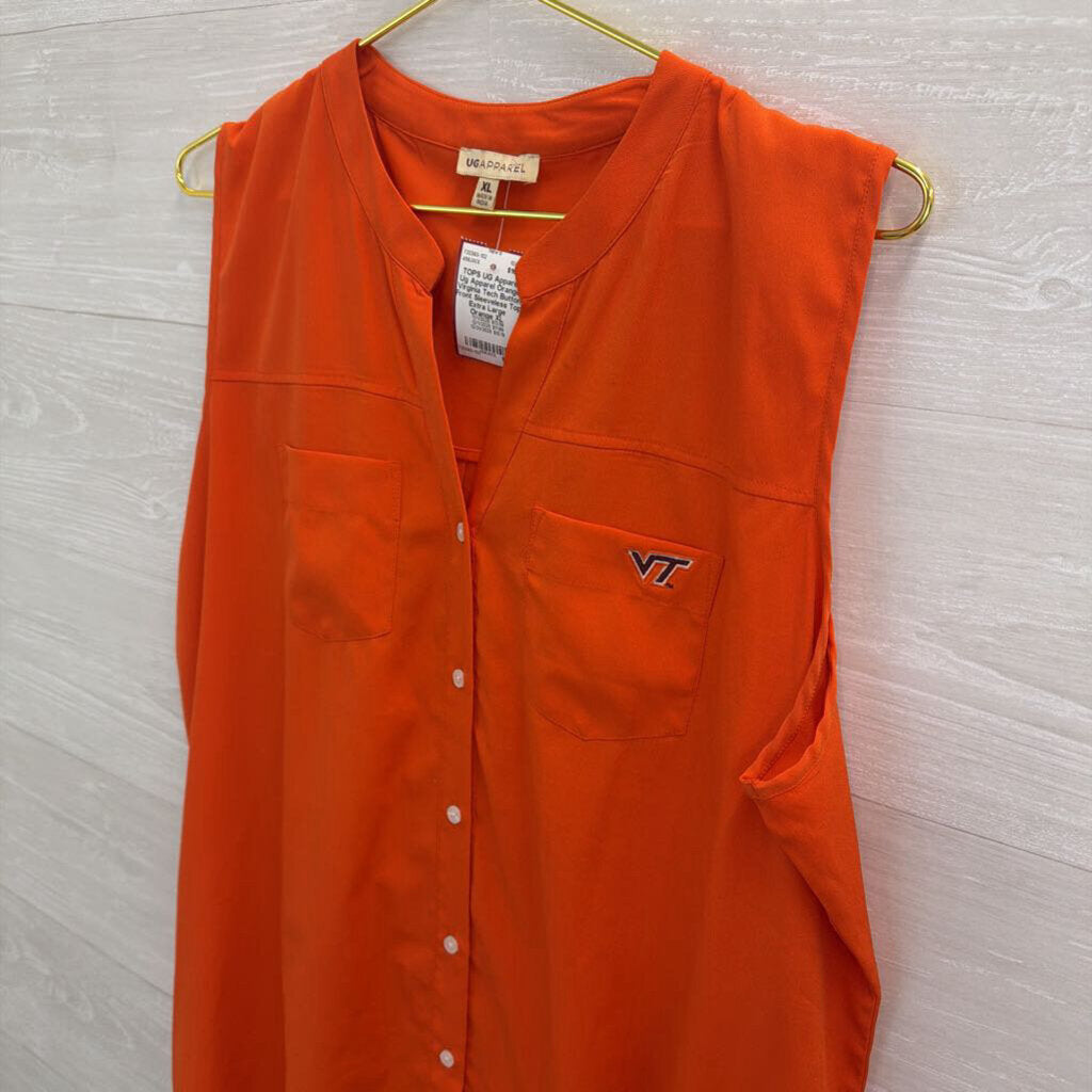 Ug Apparel Orange Virginia Tech Button Front Sleeveless Top Extra Large