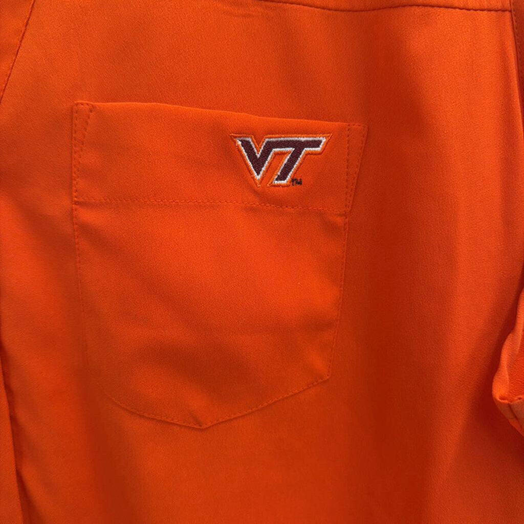 Ug Apparel Orange Virginia Tech Button Front Sleeveless Top Extra Large