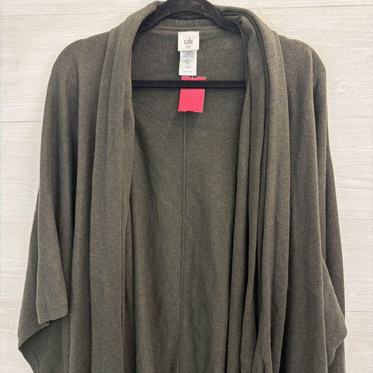 Cabi Green Knit Tie Waist Shoulder Cape Top One Size