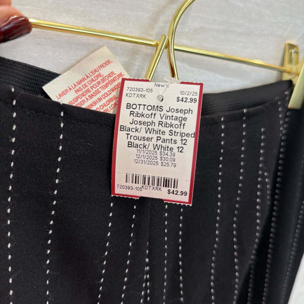 Vintage Joseph Ribkoff Black/ White Striped Trouser Pants 12