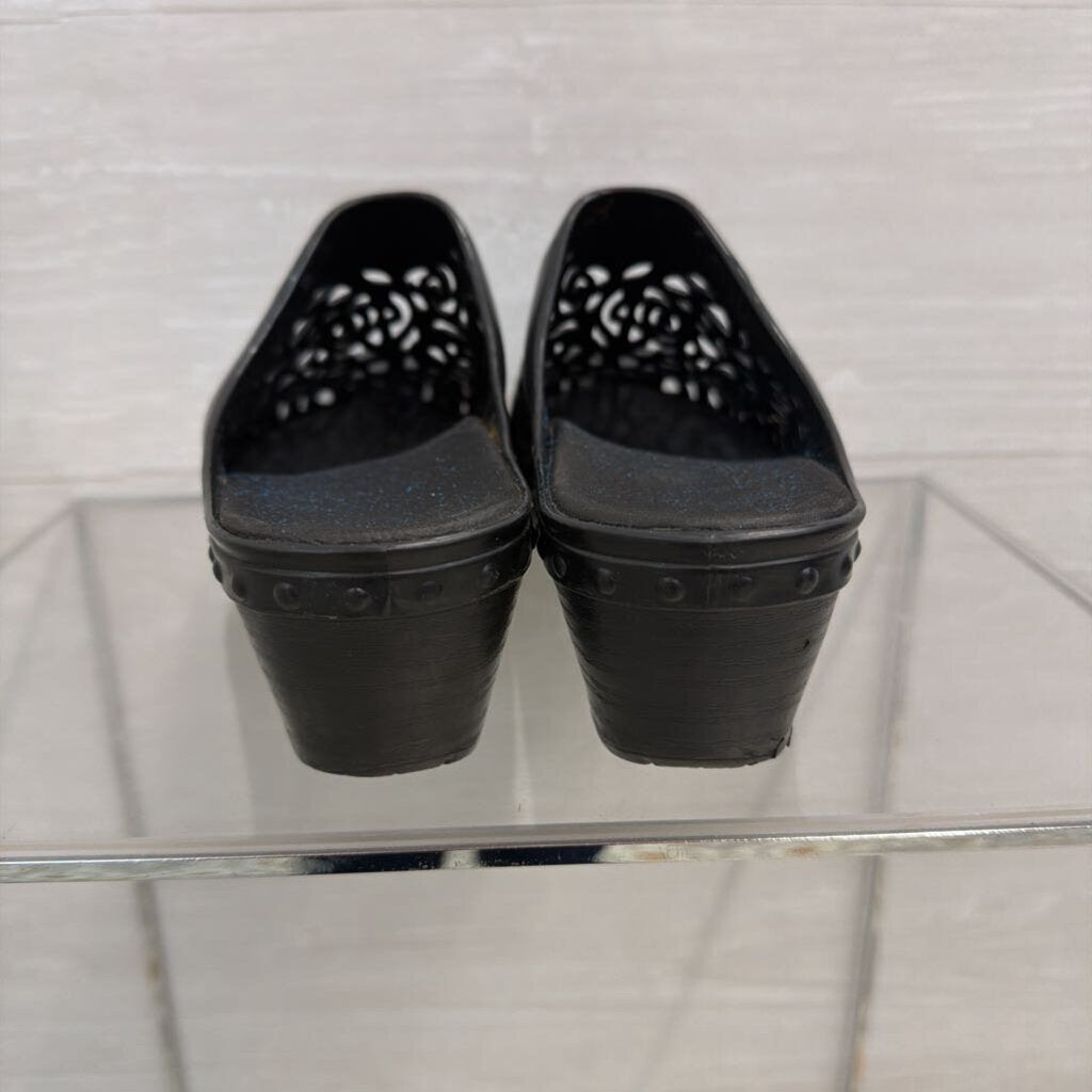 Dansko Black Pippa Molded Laser Cut Clogs 39