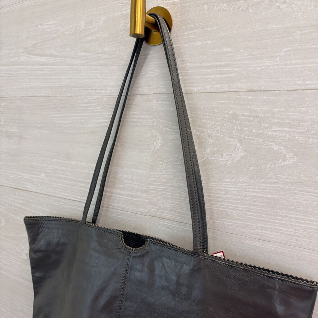 Latico Grey Leather Tote Purse