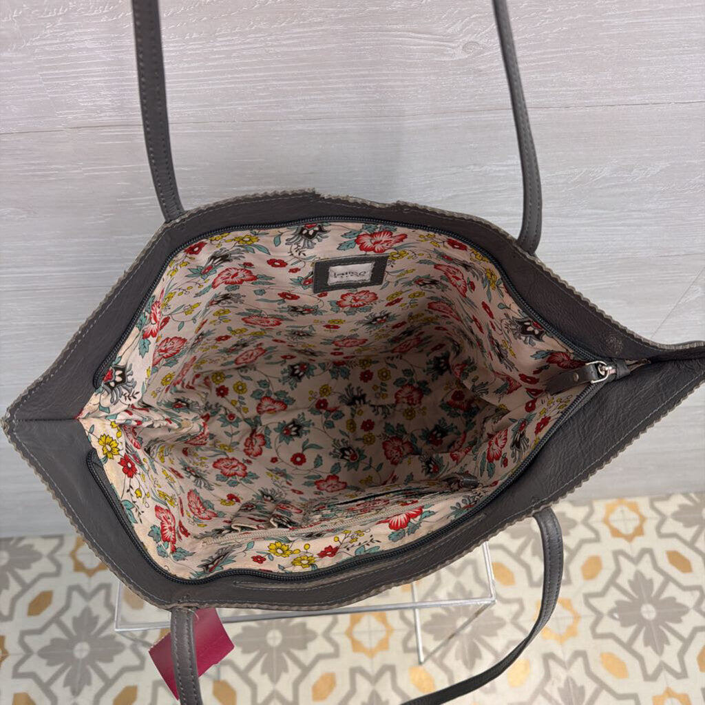 Latico Grey Leather Tote Purse