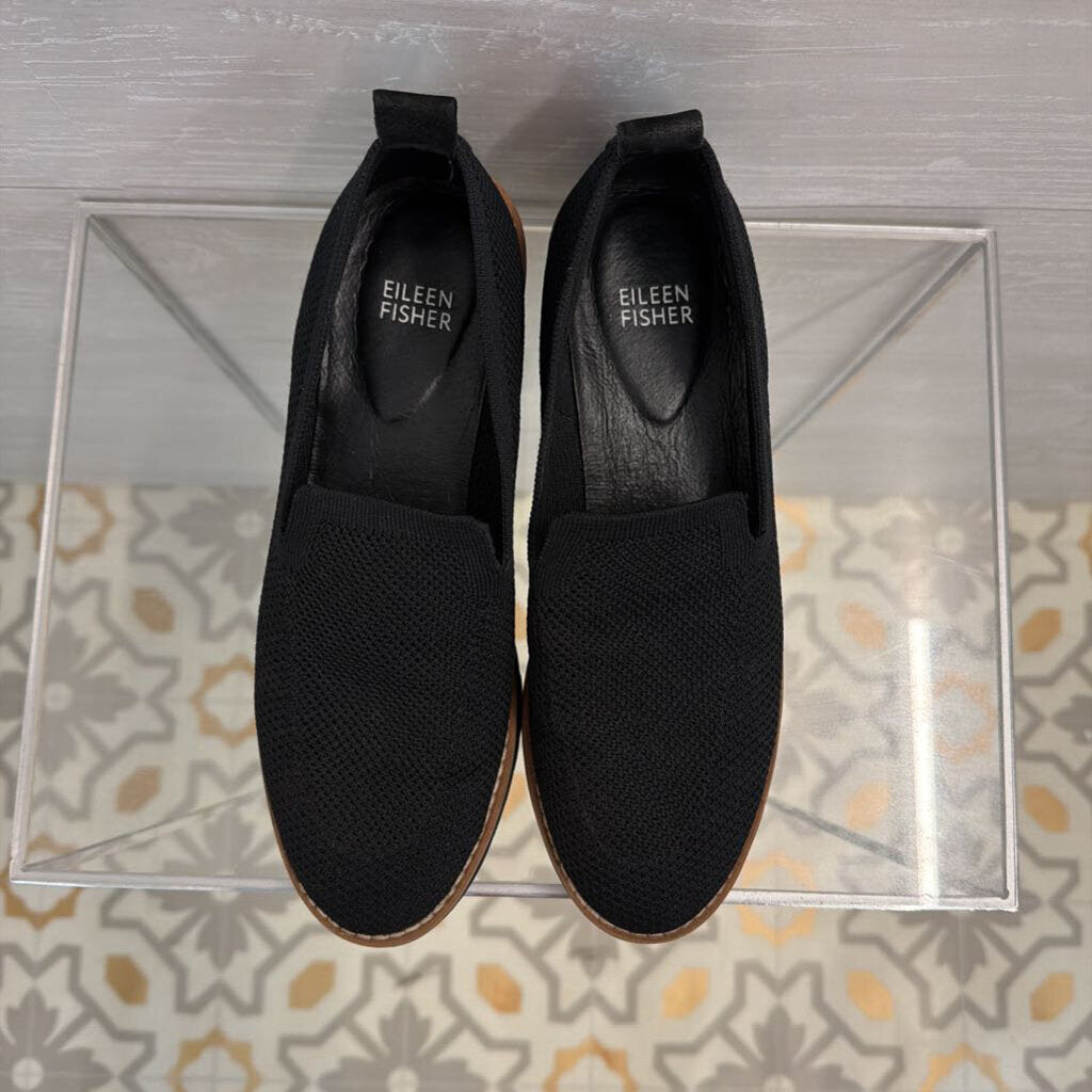 Eileen Fisher Black Lindy Recycled Stretch Knit Platform Loafers 7.5