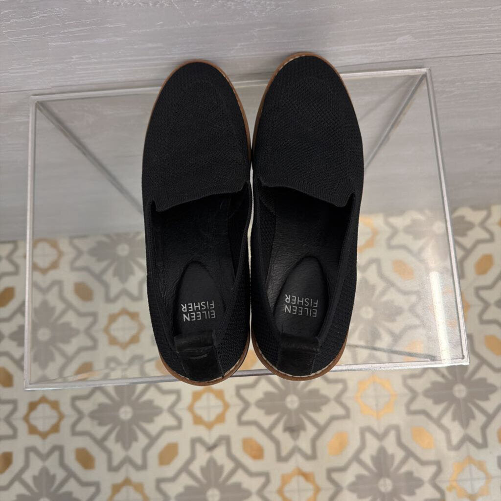 Eileen Fisher Black Lindy Recycled Stretch Knit Platform Loafers 7.5