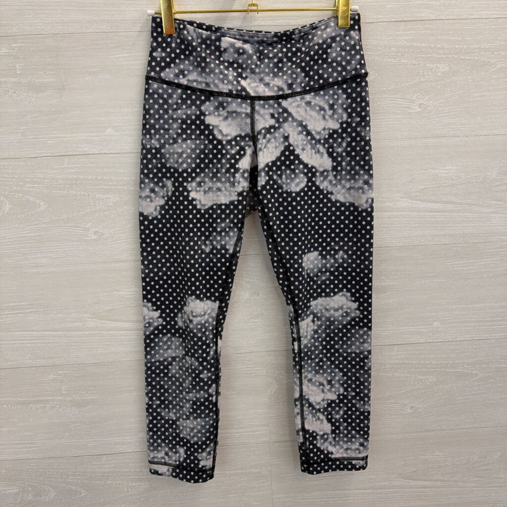 Lululemon Black/ Grey Polka Dot Print Low Rise Leggings 4