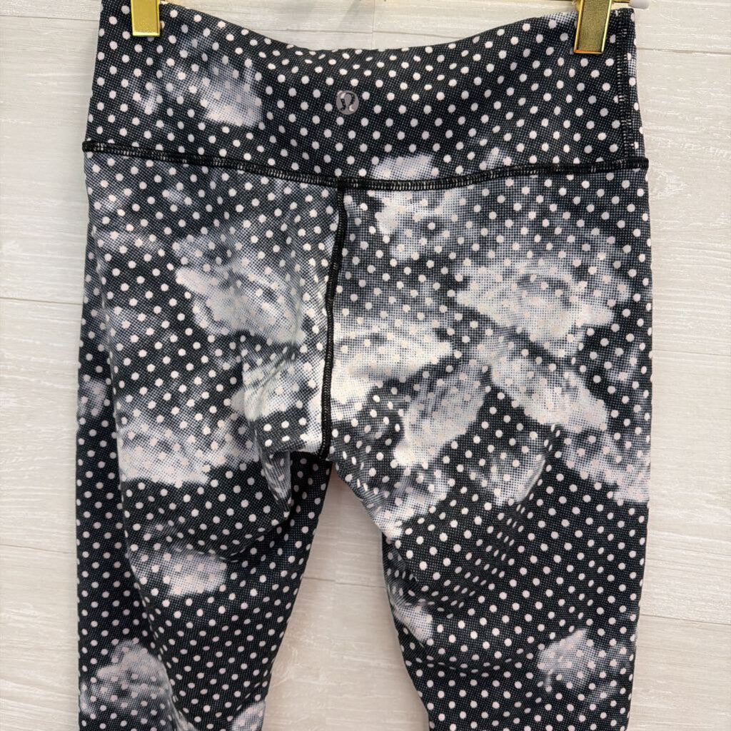 Lululemon Black/ Grey Polka Dot Print Low Rise Leggings 4