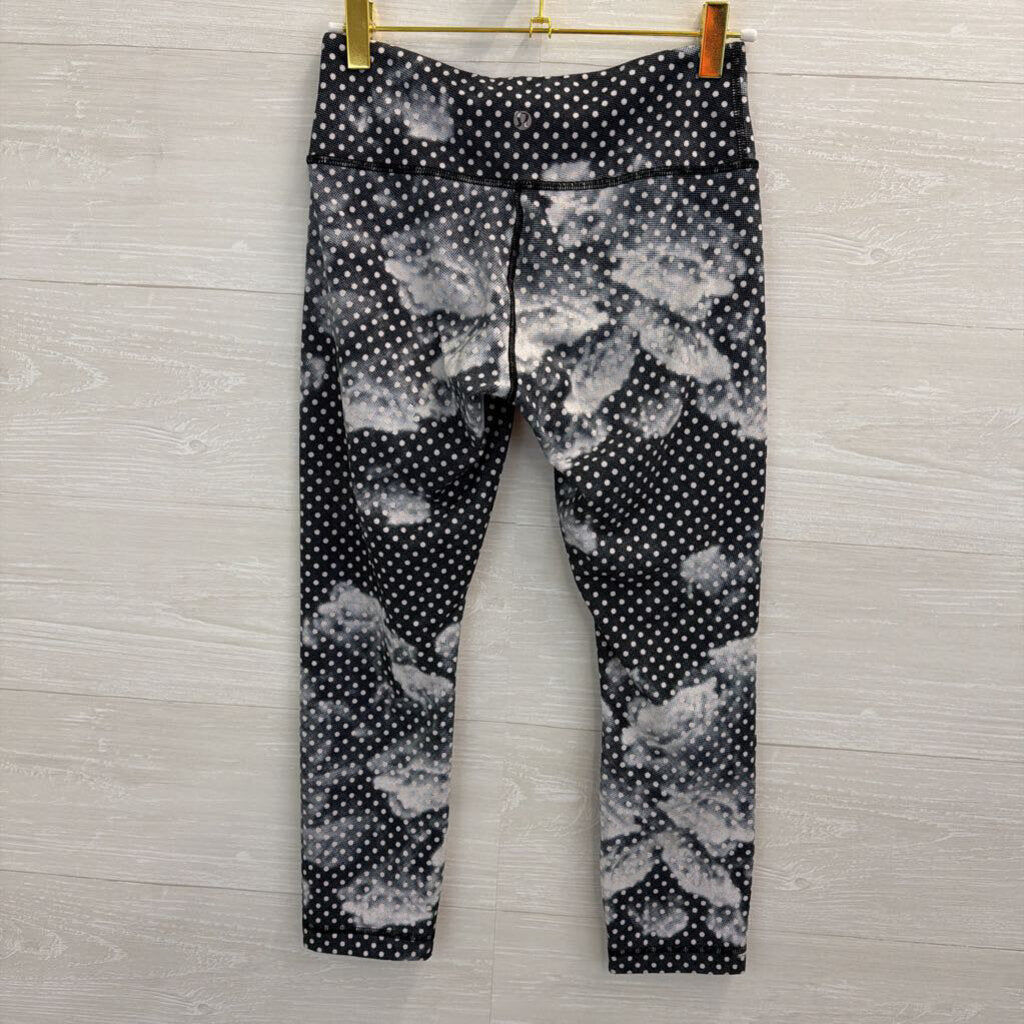 Lululemon Black/ Grey Polka Dot Print Low Rise Leggings 4