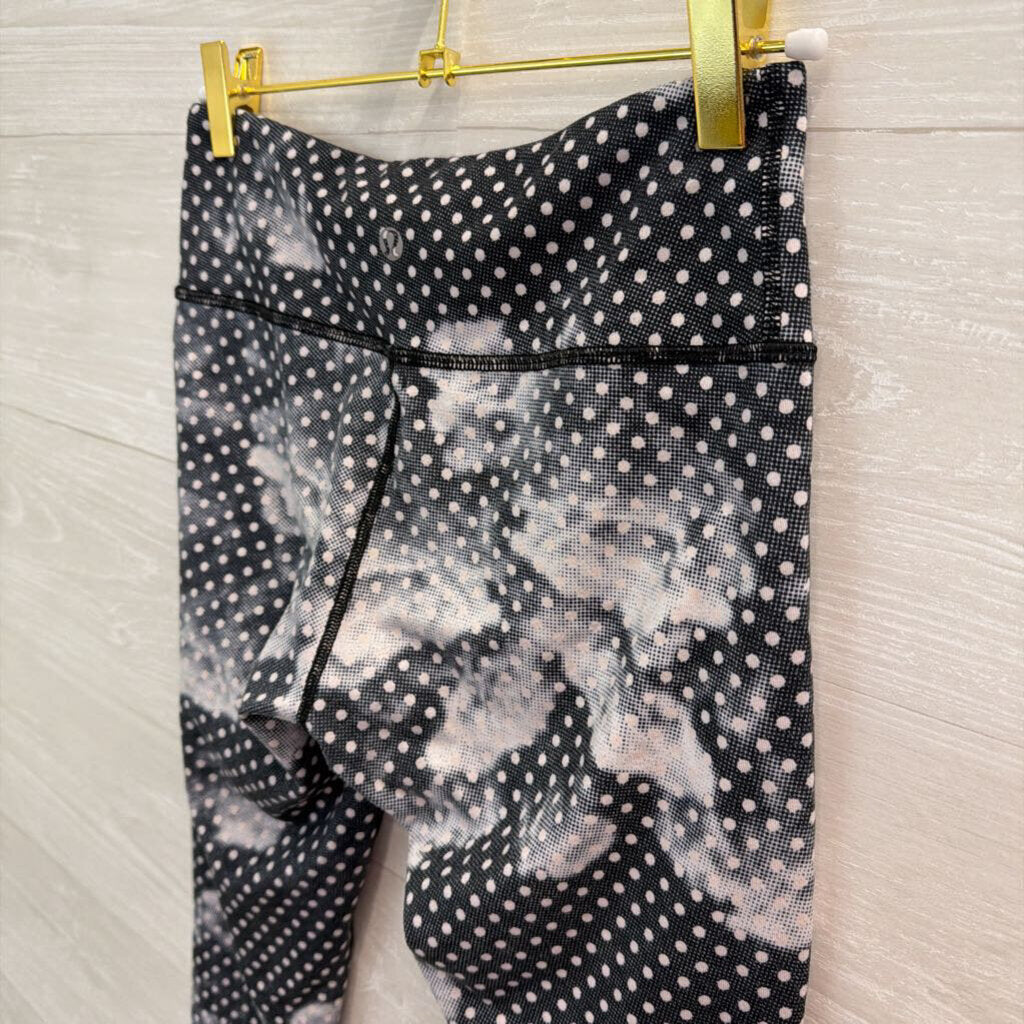 Lululemon Black/ Grey Polka Dot Print Low Rise Leggings 4