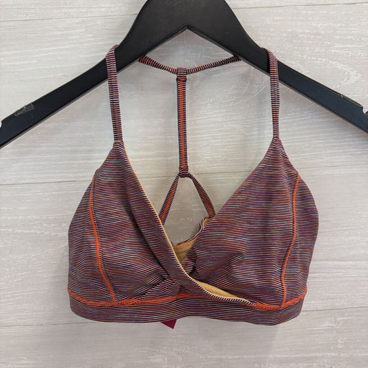 Lululemon Orange/ Multi Striped V Neck Sports Bra 6