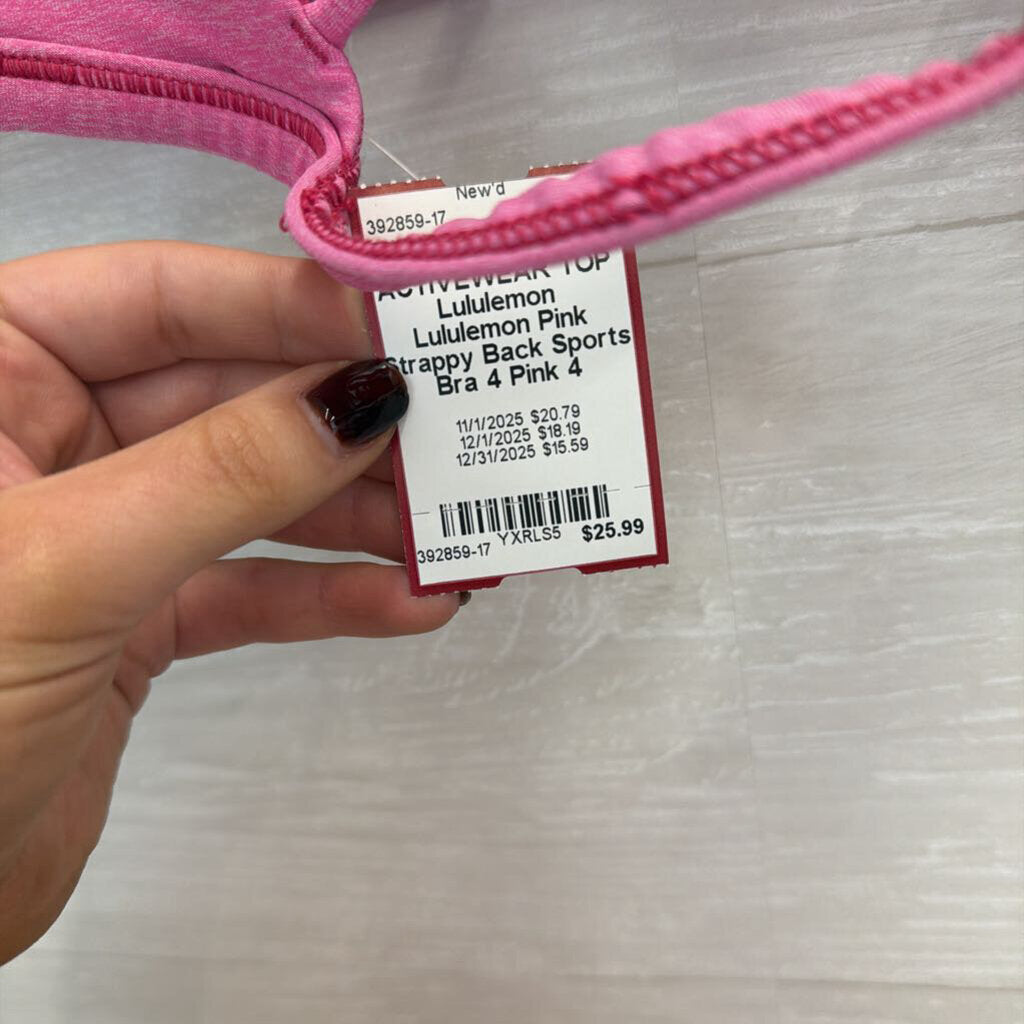 Lululemon Pink Strappy Back Sports Bra 4
