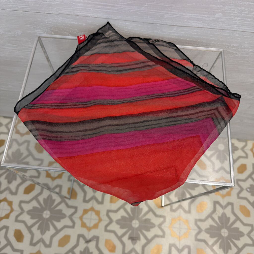 Anne Klein Red/ Multi Print Silk Scarf