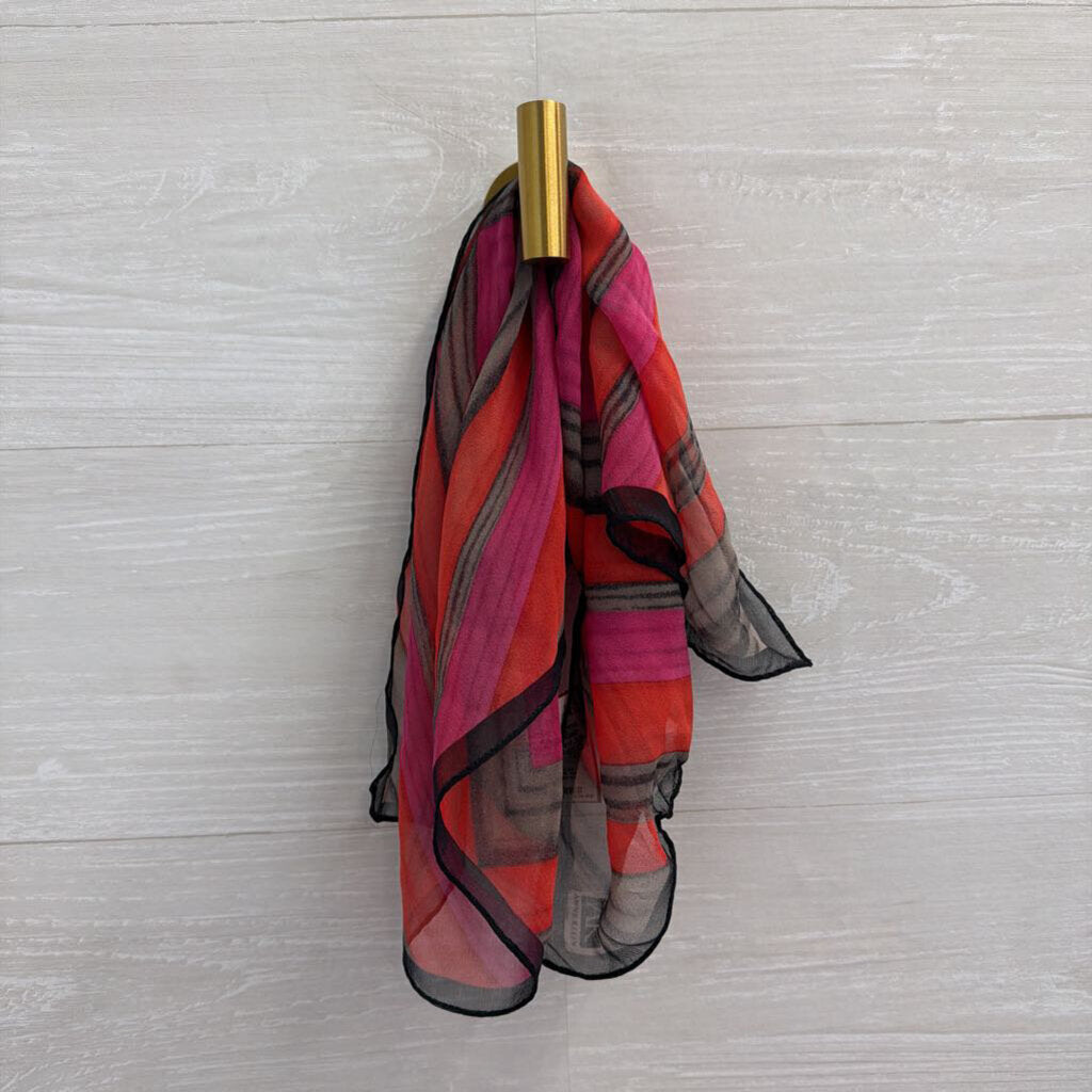 Anne Klein Red/ Multi Print Silk Scarf