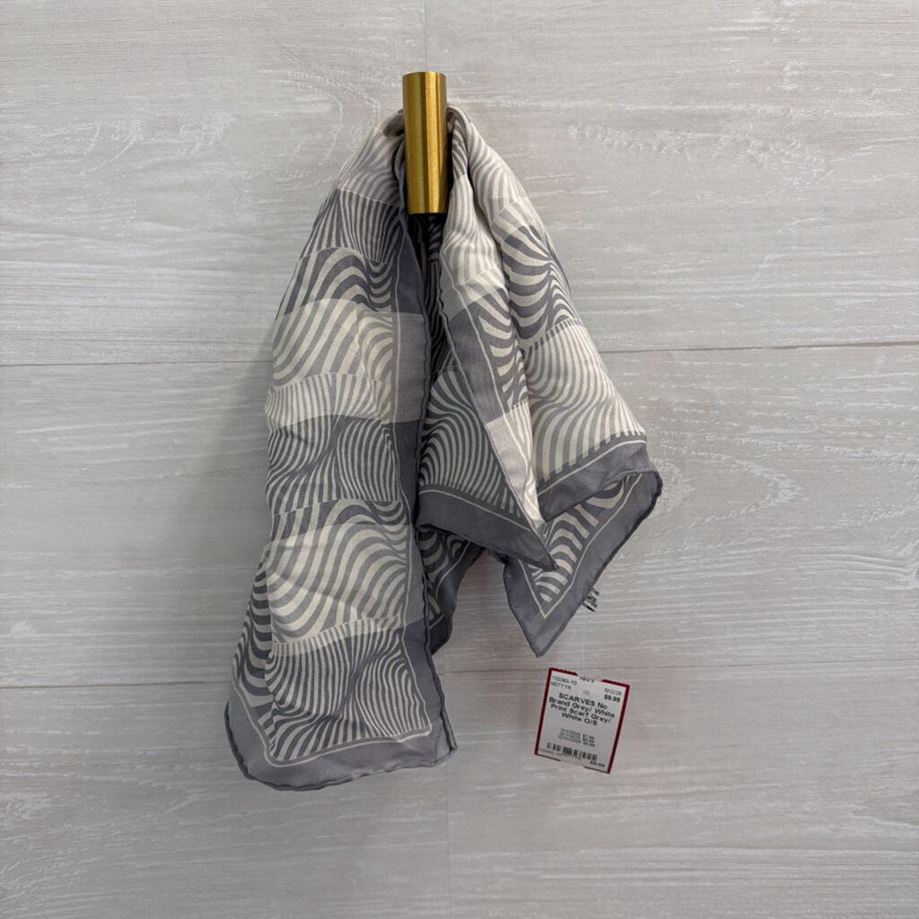 Grey/ White Print Scarf