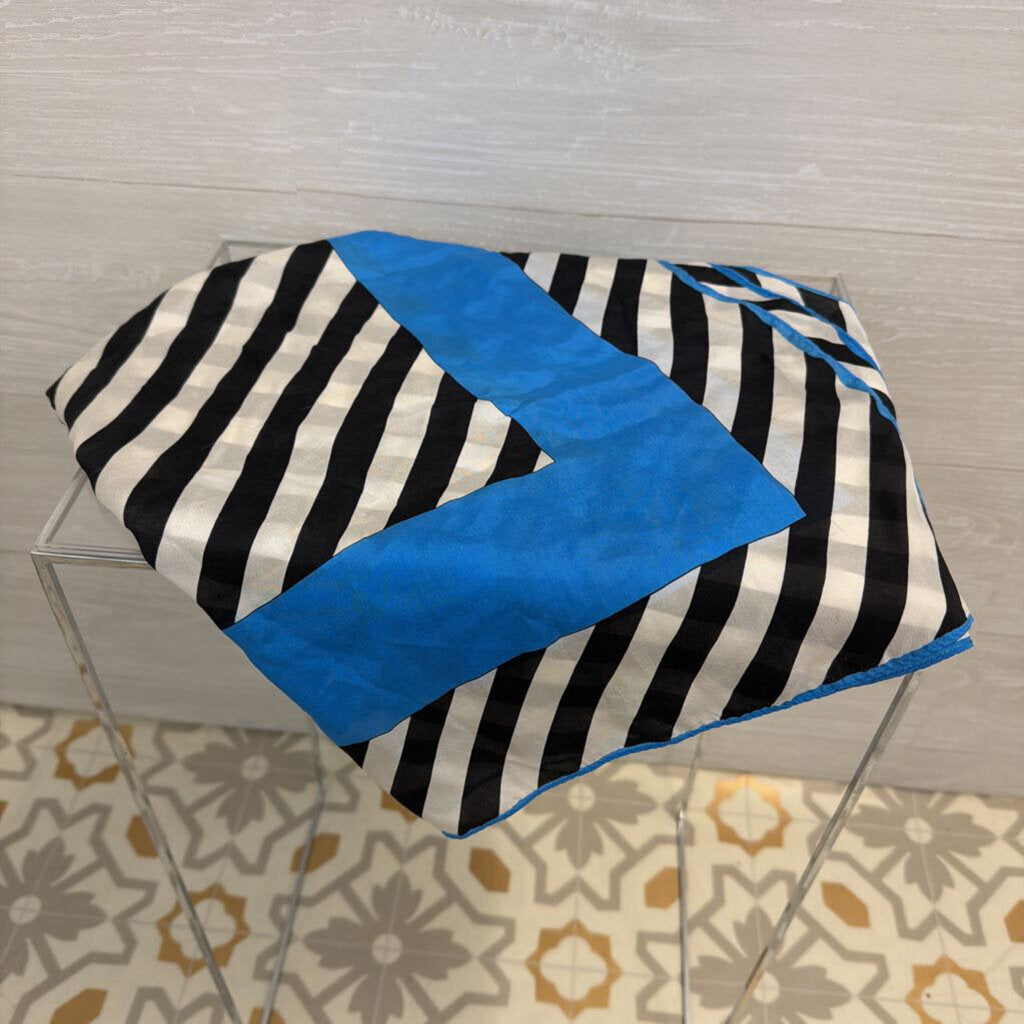 Blue/ Black/ White Print Scarf