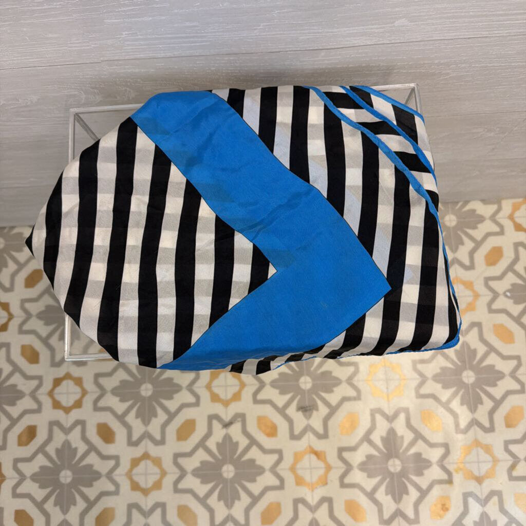 Blue/ Black/ White Print Scarf