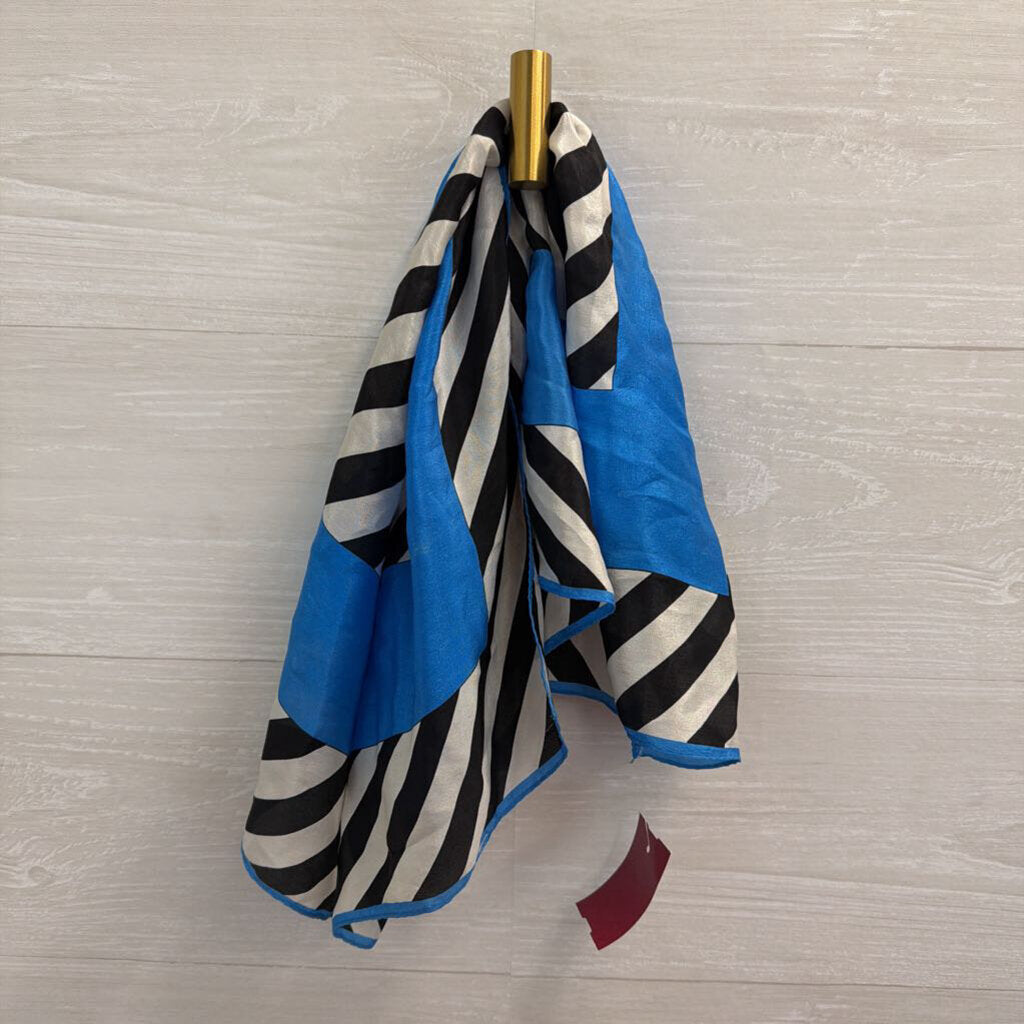 Blue/ Black/ White Print Scarf