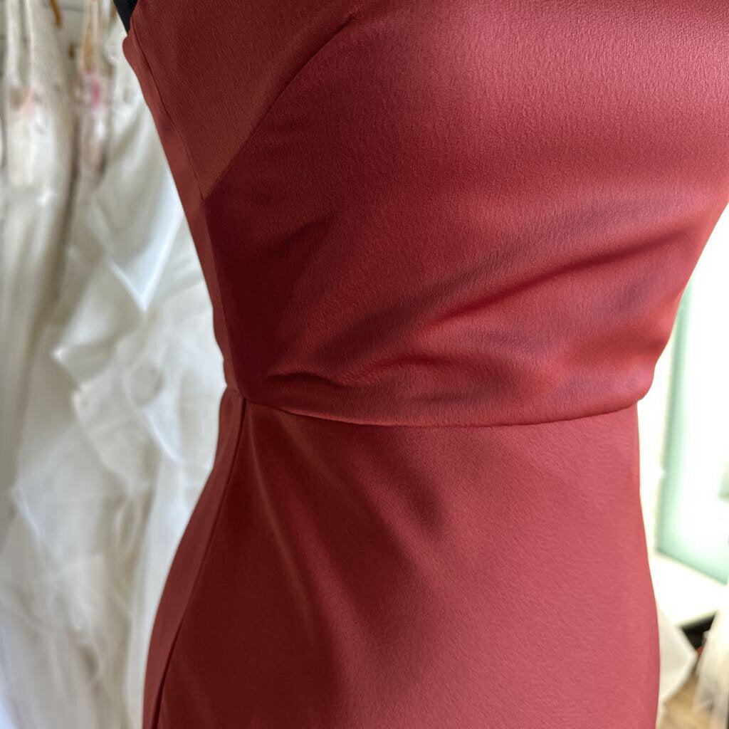 BHLDN Scottie One-Shoulder Stretch Satin Long Dress 0