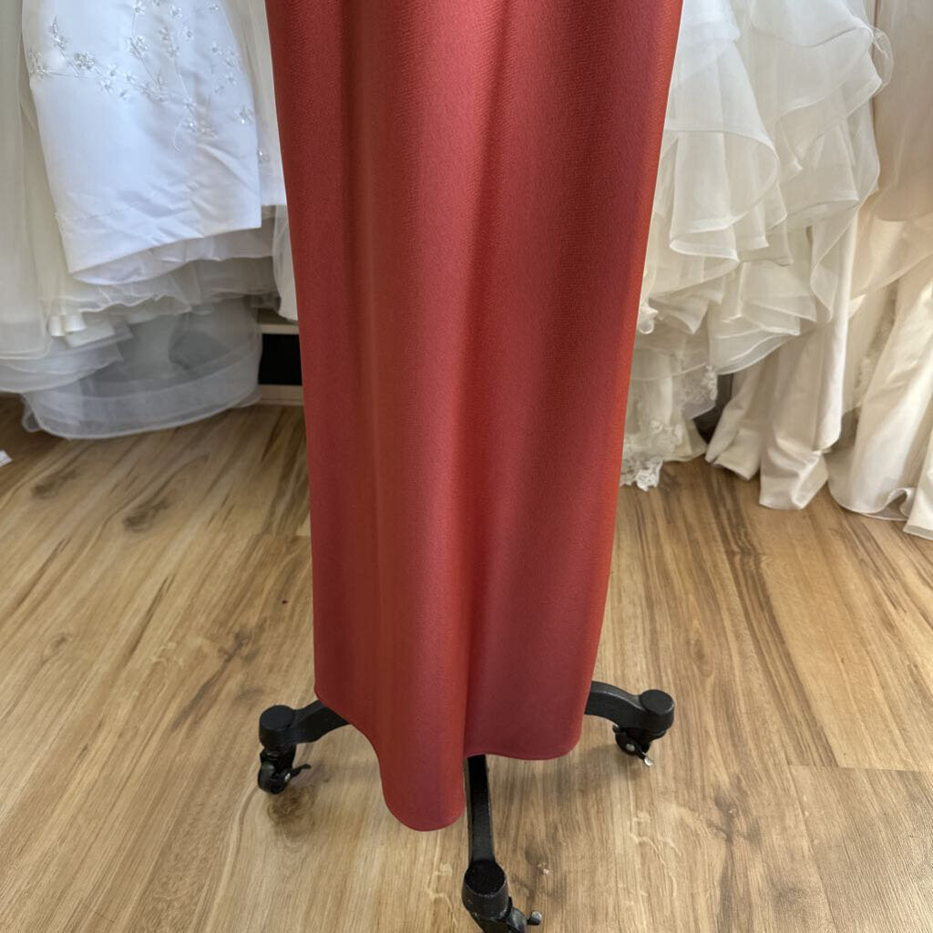BHLDN Scottie One-Shoulder Stretch Satin Long Dress 0