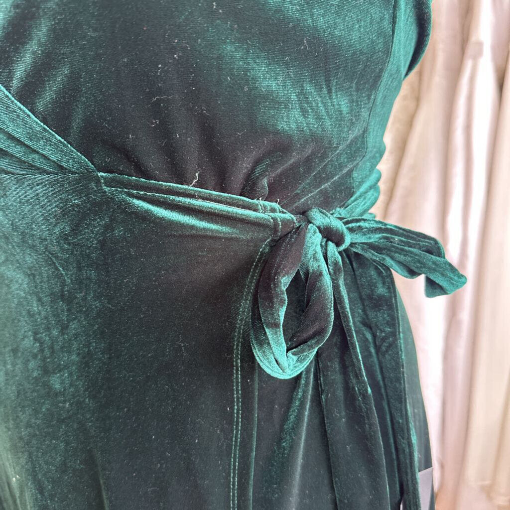 Lulus Green Velvet Tie Strap Wrap Midi Dress Extra Large