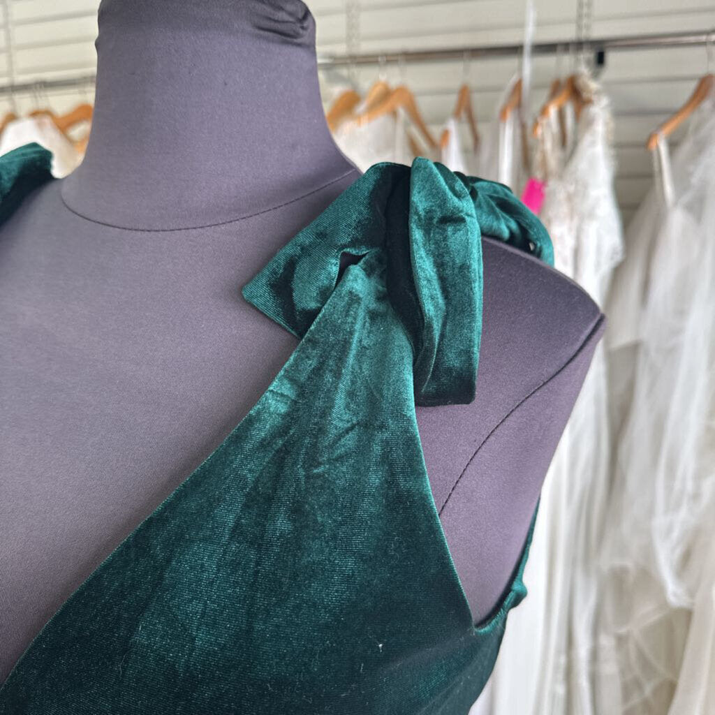 Lulus Green Velvet Tie Strap Wrap Midi Dress Extra Large