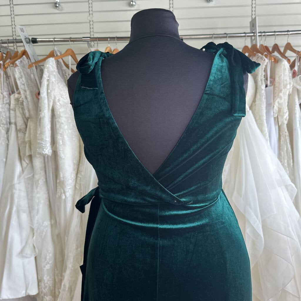 Lulus Green Velvet Tie Strap Wrap Midi Dress Extra Large