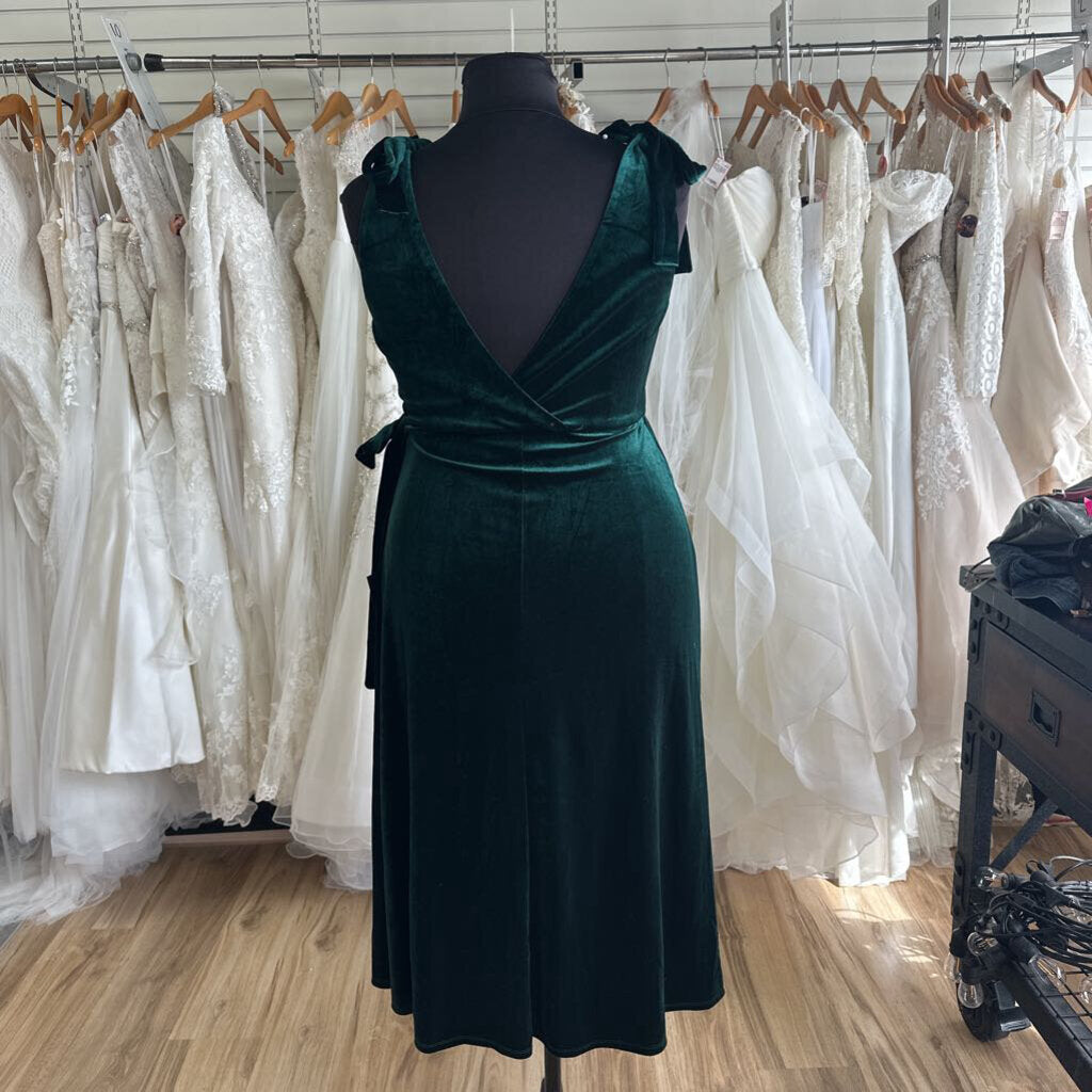 Lulus Green Velvet Tie Strap Wrap Midi Dress Extra Large