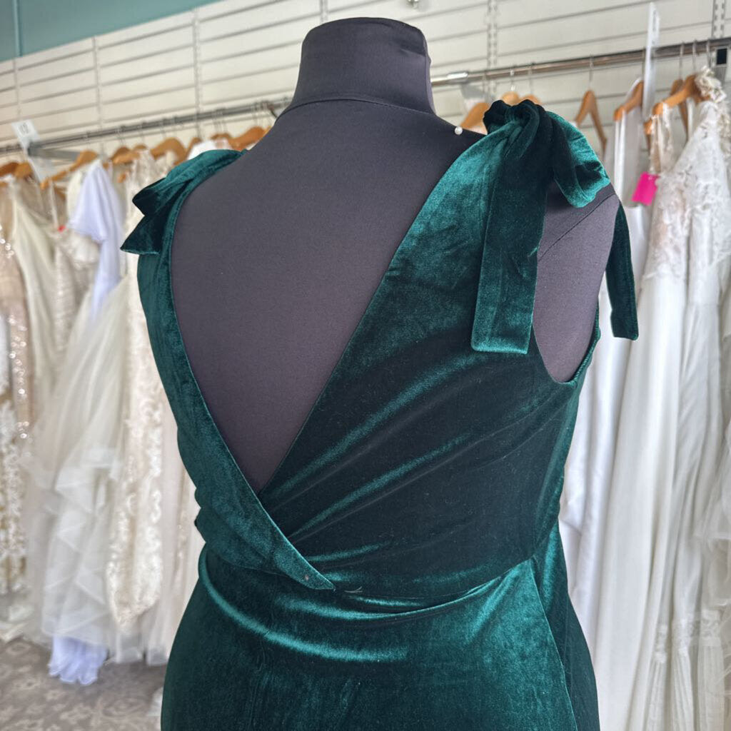 Lulus Green Velvet Tie Strap Wrap Midi Dress Extra Large